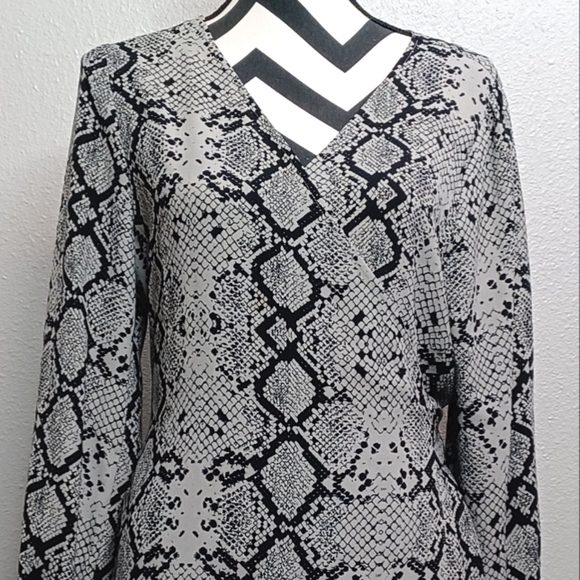 Halogen Sz 1 Snake Print Long-Sleeve Office Midi Wrap Dress - Picture 4 of 12